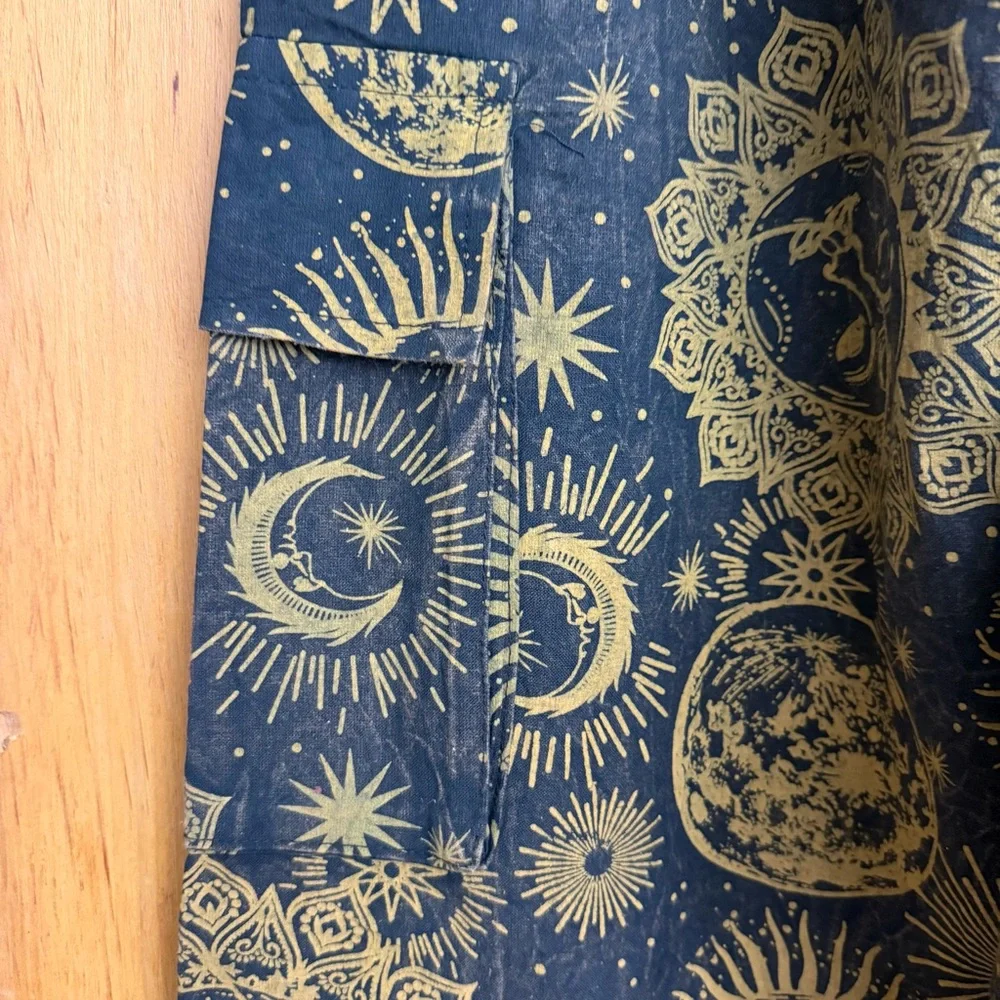 Sun & moon print cotton cargo pocket pant - Picture 4 of 8